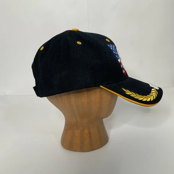 USA Men’s Embroidered American Flag Eagle Black Adjustable Closure Baseball Cap - Picture 5 of 14